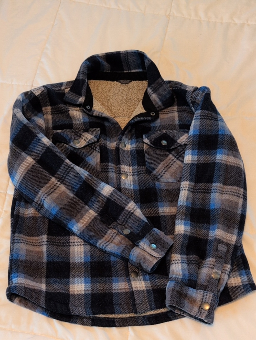 Eddie Bauer Boys Sherpa Lined Flannel Shirt Jacket 14/16